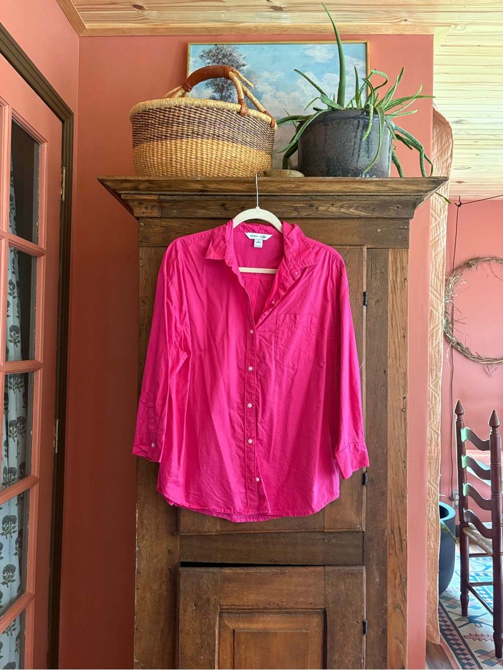 Cotton Pink Button-Down Shirt